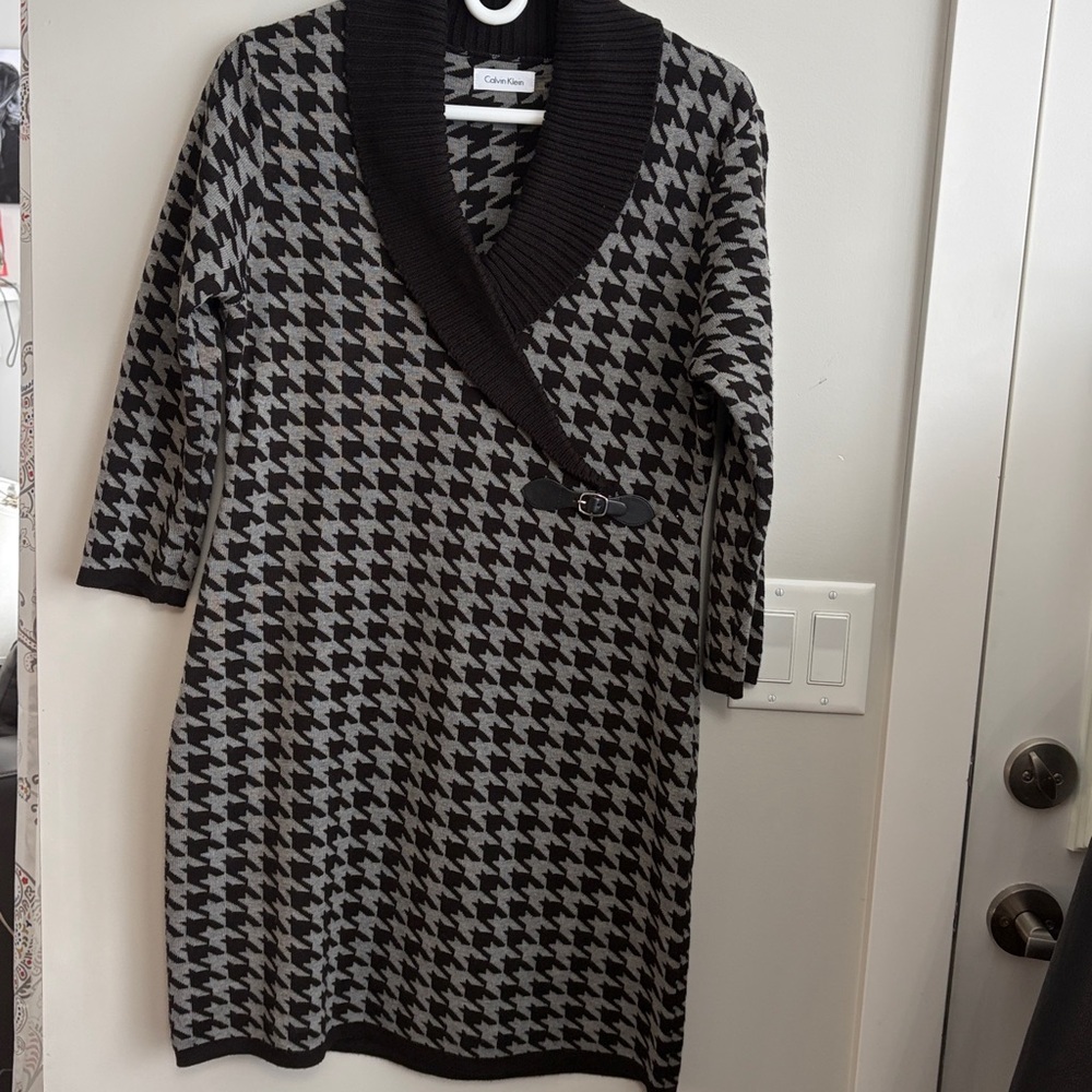 Calvin Klein Wool Houndstooth Dress